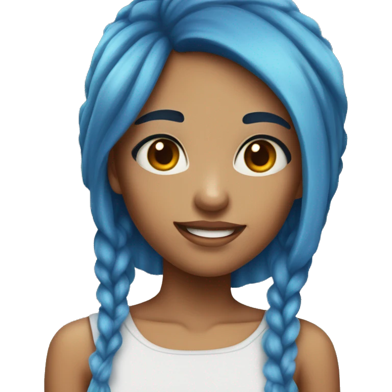 A girl with blue hair and brown eyes emoji