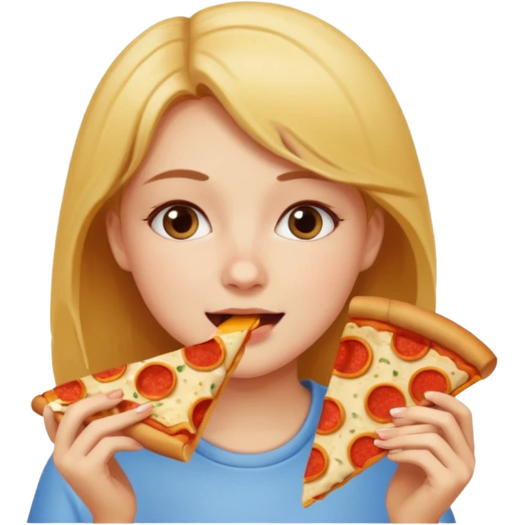 Cute girl eating pitza toast emoji