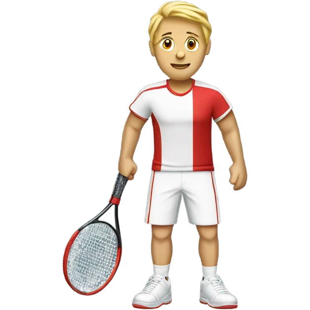 joueur de tennis blond (homme) qui tiens une seule raquette de tennis rouge emoji