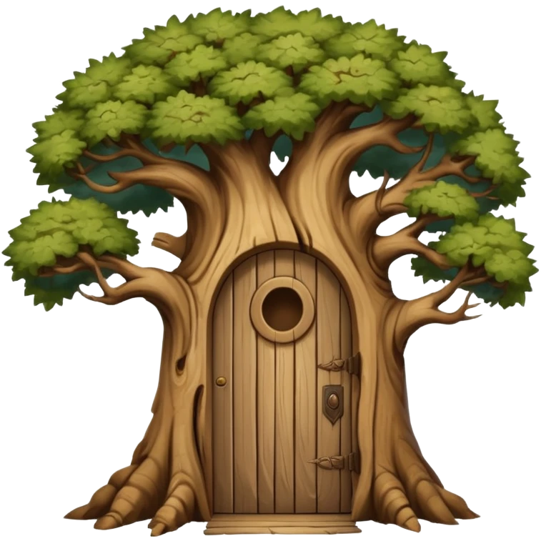 large and old tree with door emoji
