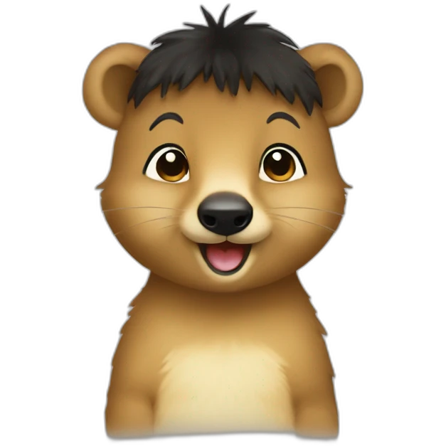 a-happy-quokka-with-happy-black-hair-girl emoji