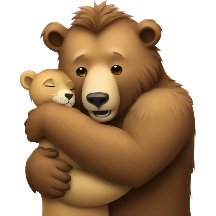 Grizzly bear hugging a lion emoji