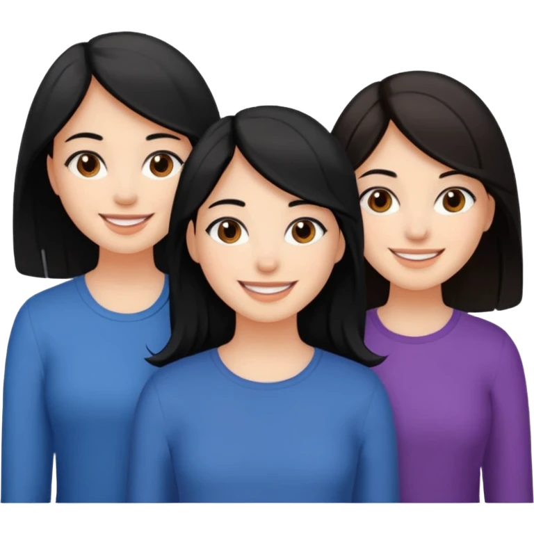 3 besties one with black hair and two with brown hair emoji