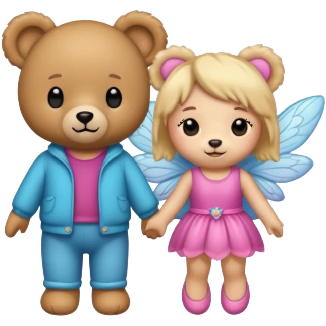 Teddy and fairy as couple emoji