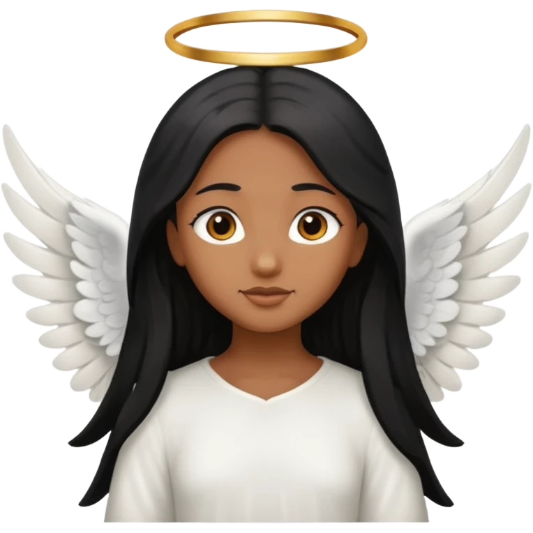 angel with brown skin, long black hair emoji