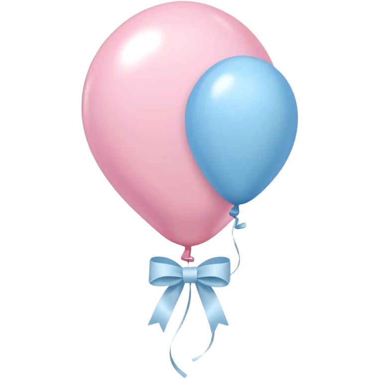 Light pink and pastel blue balloon tied together by a white ribbon emoji