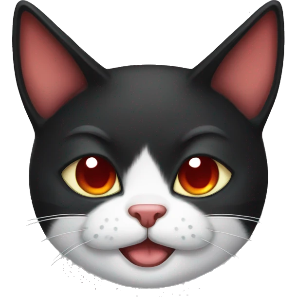 Tuxedo cat with devil horns emoji
