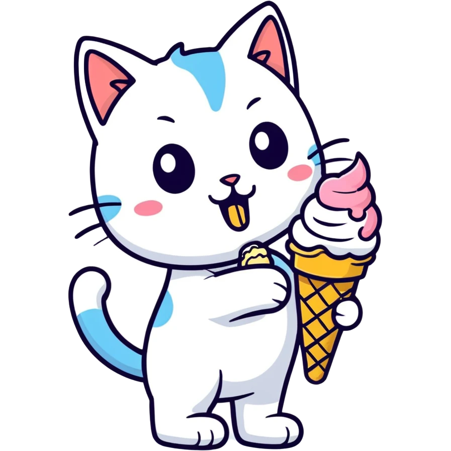 Cat eating ice crean emoji