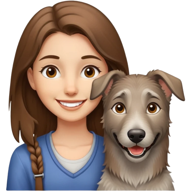 A girl walking a Czech wolfhound emoji
