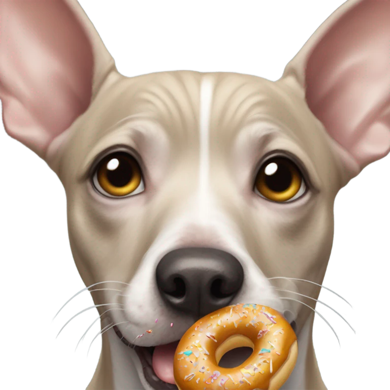 American Hairless Terrier eating donuts  emoji