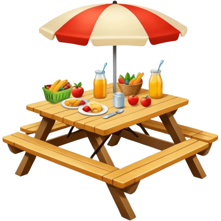 picnic table with food items on it emoji