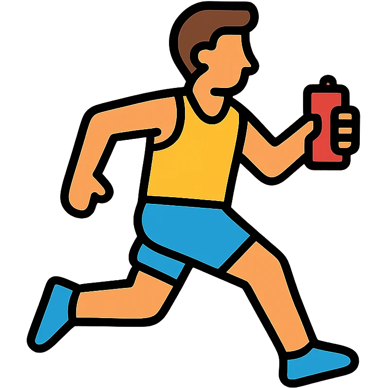 A male runner holding a can emoji