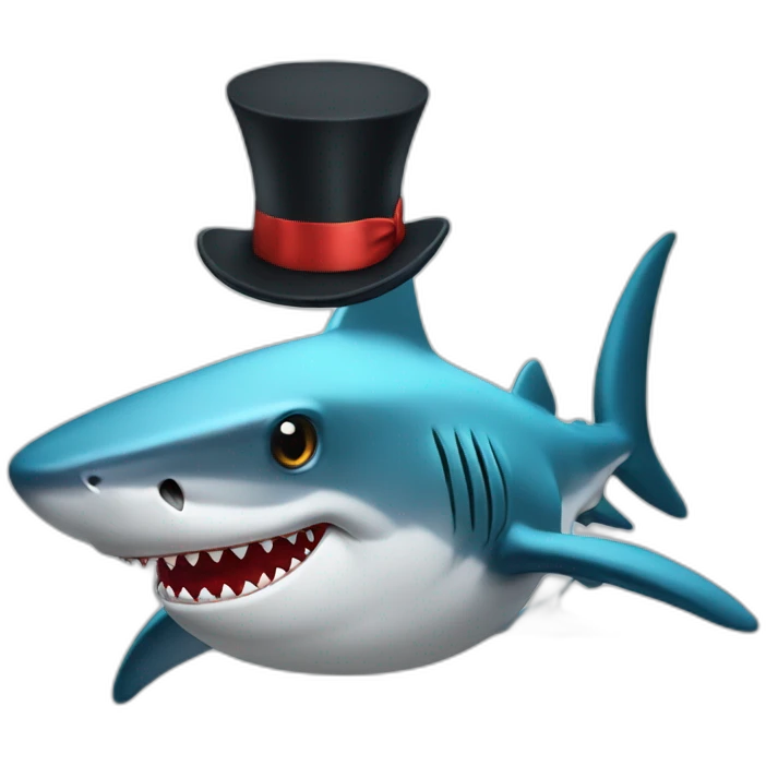 Shark with a top hat emoji