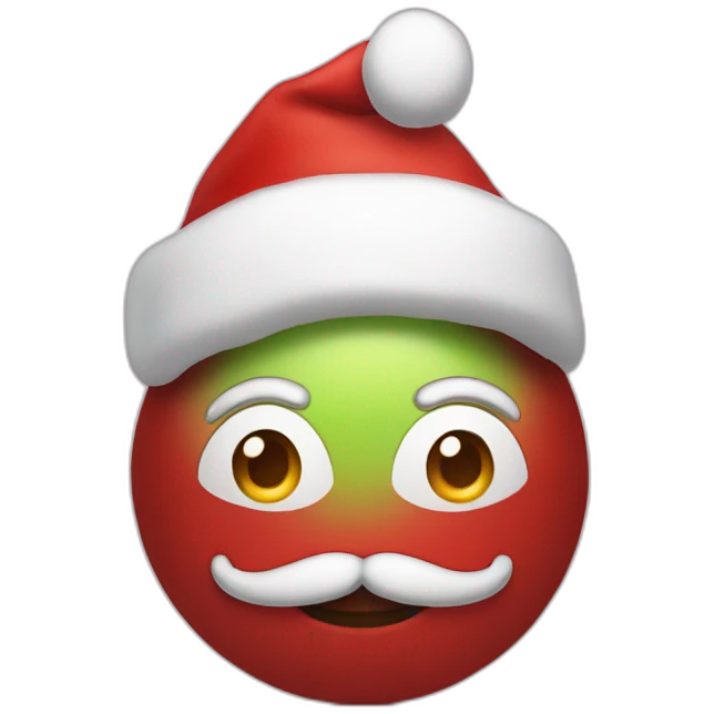 An apple wearing a Santa Clause Dress emoji