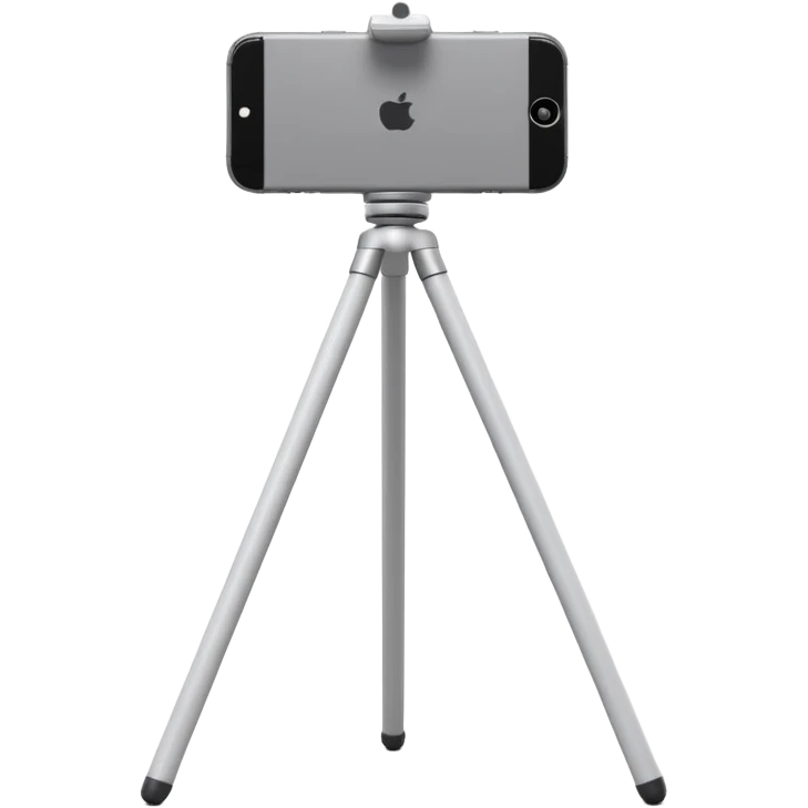 3D Apple-style emoji of a white tripod holding an iPhone 16 Pro,
rear view, visible camera lenses,
clean white background, smooth rounded design emoji