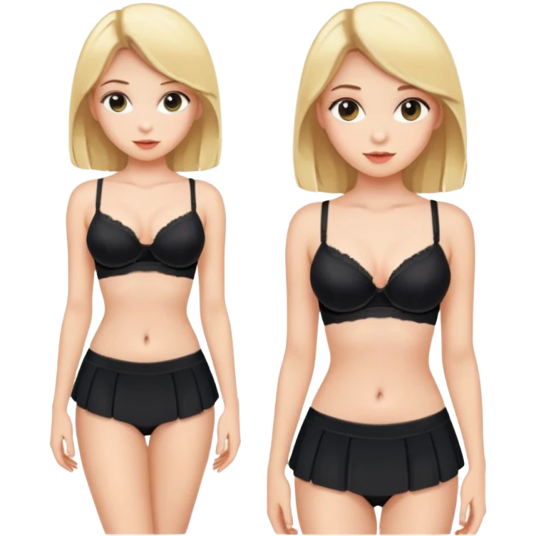 Hentai, skirt up, black bra, black panties, girl, blonde emoji