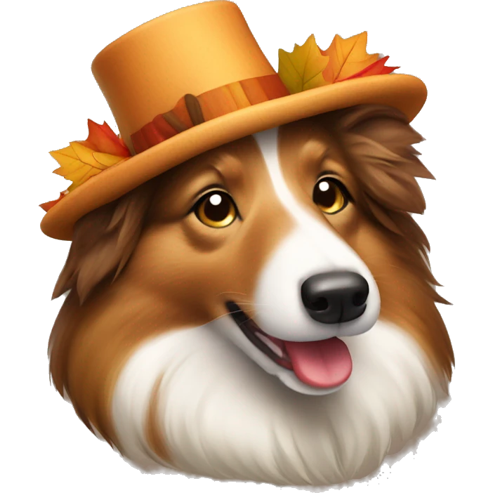 Shetland sheepdog dressed for thanksgiving emoji