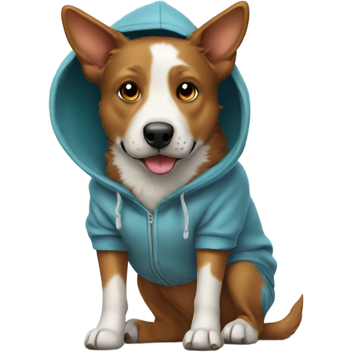 Cattle dog wearing a hoodie emoji