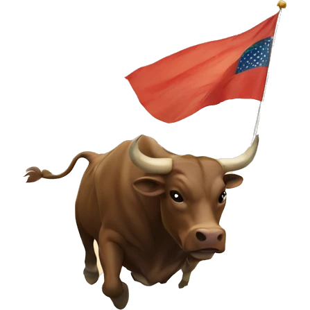 bull chasing flag emoji