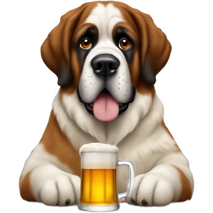 Saint Bernard drinking a beer emoji