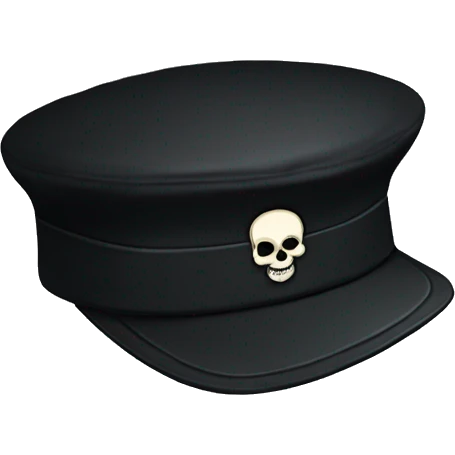 A black peaked cap with a skull insignia  emoji