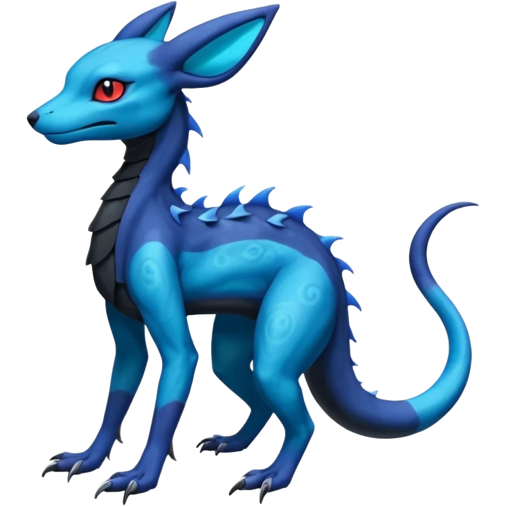 Gothic Scaley Exotic Salandit-Umbreon-Suicune-Fakémon-hybrid-creature (full body), 4 legs emoji