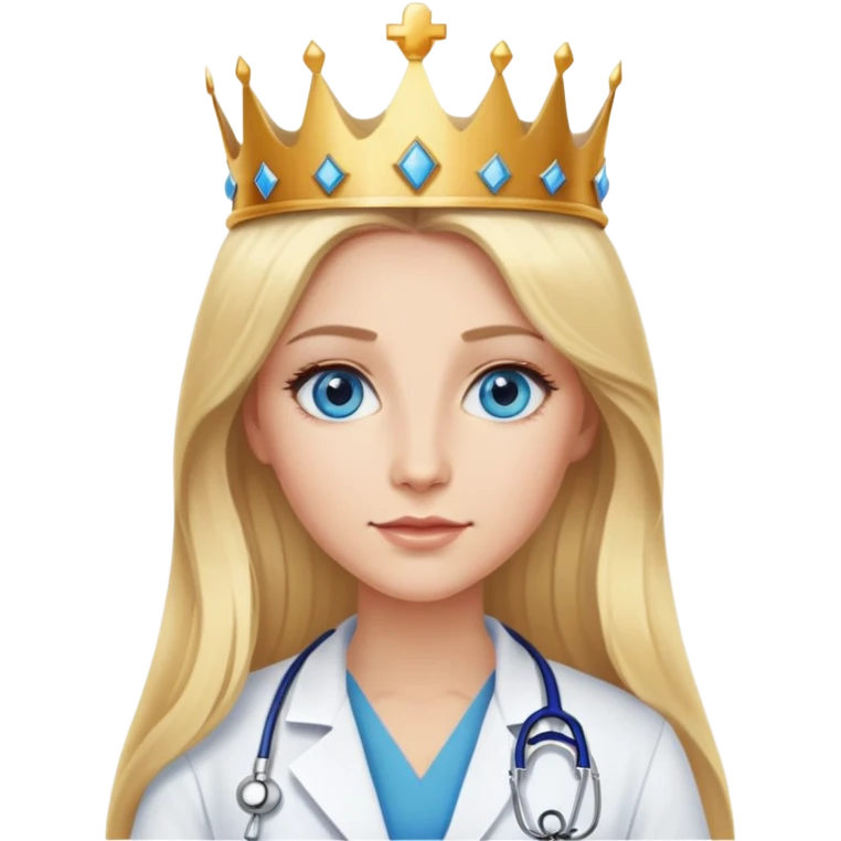long blonde hair blue eye woman doctor with crown  emoji