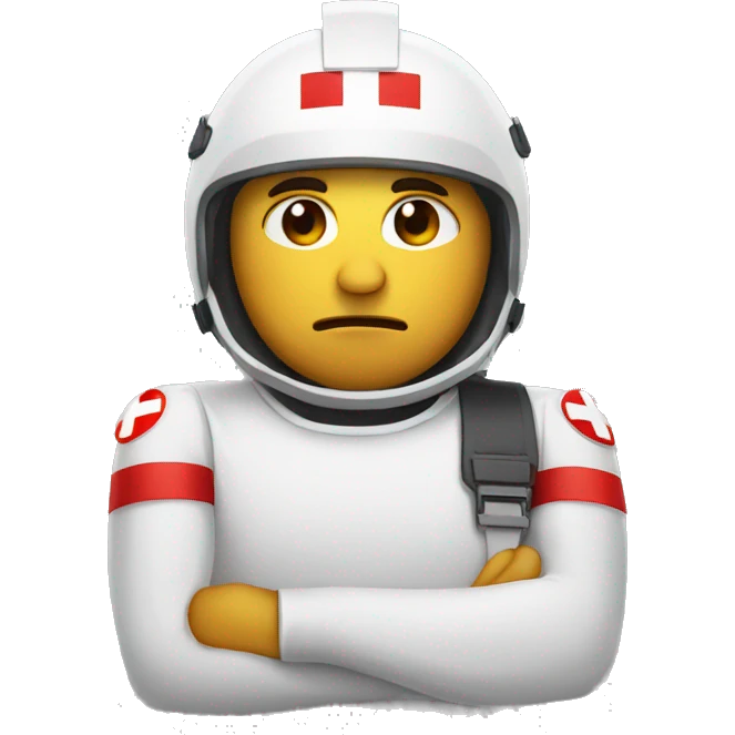 Sad Guy with Red Cross helmet emoji