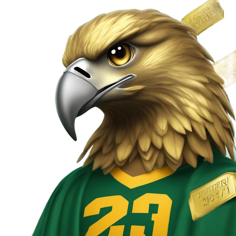 the state university of new york college at brockport's mascot Ellsworth the golden eagle celebrating the new year 2025 emoji