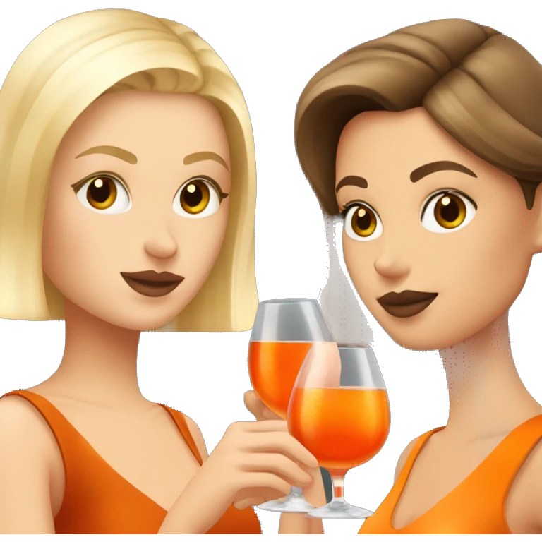  one blonde and one brown haired girl drinking aperol emoji