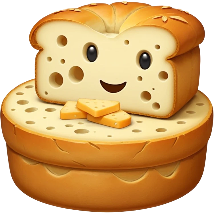 the small and sad bread among the giant cheeses  emoji