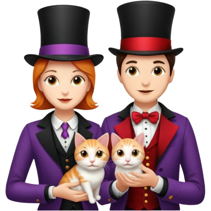 magician couple and their pet cat emoji