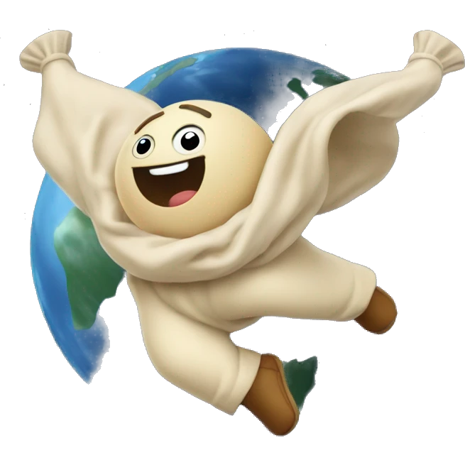 pierogis flying around earth like satelites emoji