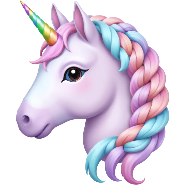 braided unicorn wiith big visible braids emoji