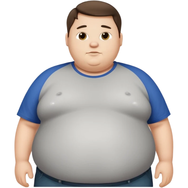 obese 20 year old brunette white male with large belly showing emoji