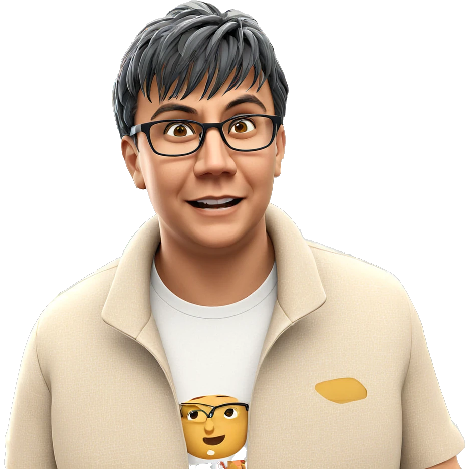 male with glasses in shop emoji