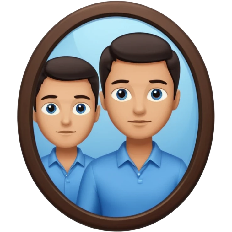 Narcissist fully dressed man looking in a mirror and admiring his reflection  emoji