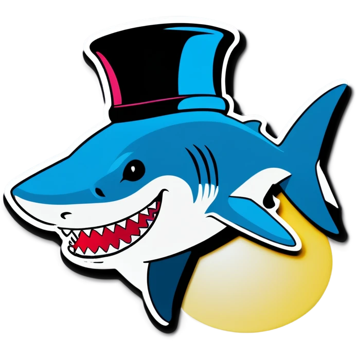 Shark with a top hat emoji