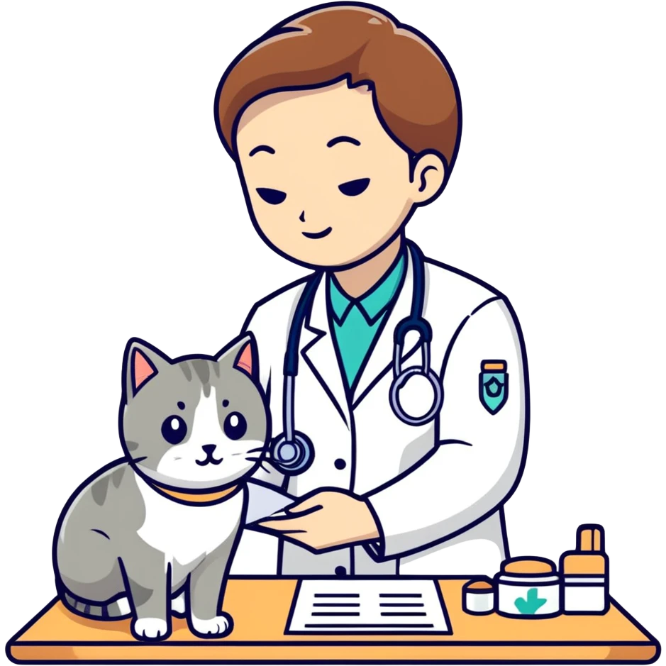 veterinarian examining a cat emoji