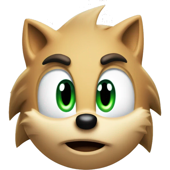 Sonic The Hedgehog with green eye and side smirk and his fur is blue emoji