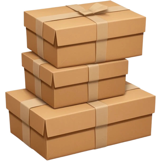 three brown paper boxes emoji