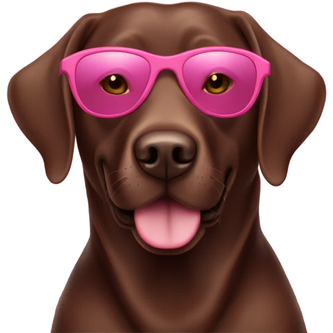 chocolate labrador wearing pink sunglasses emoji