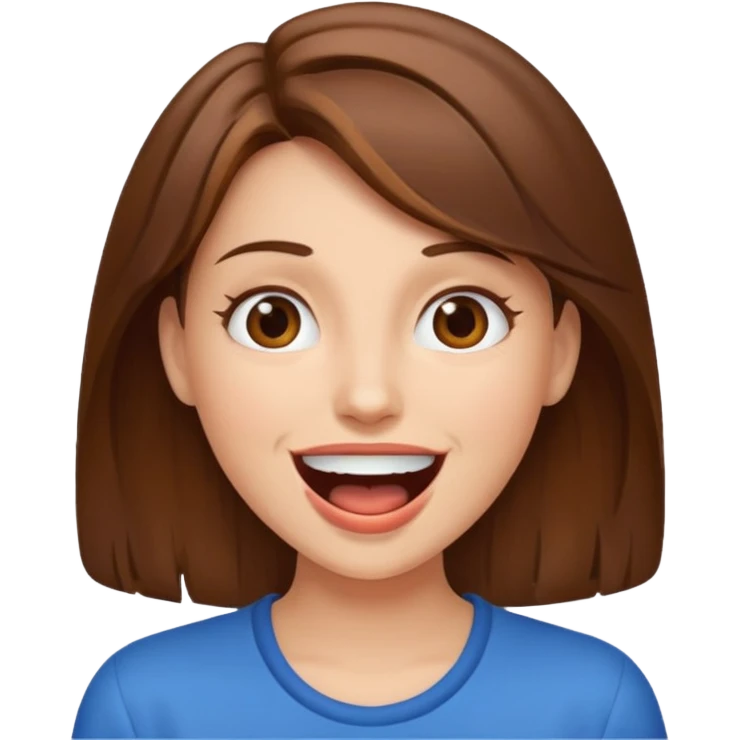 Woman brown hair with mouth open emoji