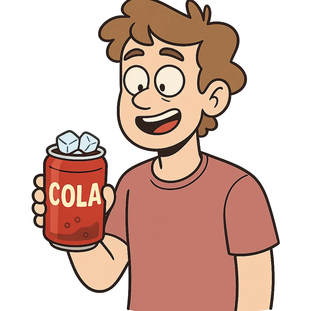 cola can with ice cubes, modern flat design emoji