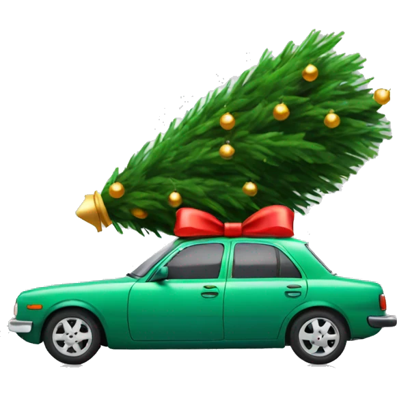 Car with christmas tree emoji