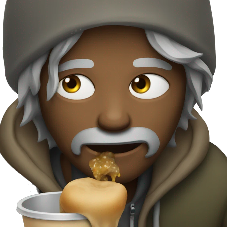 Homeless man eating emoji