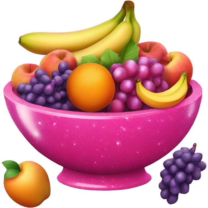 Hot pink glitter bowl of fruit  emoji