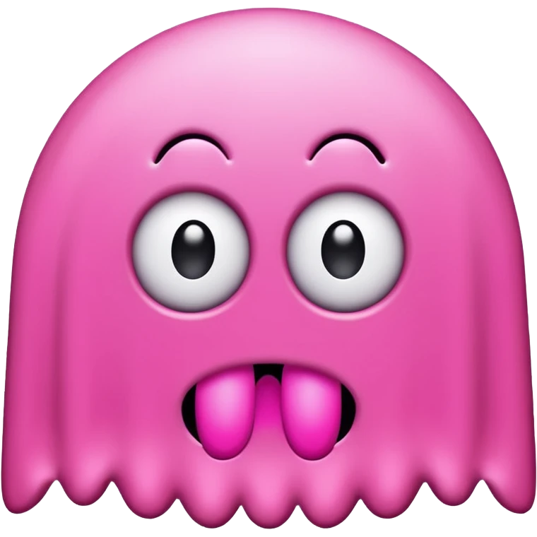 Pink Pacman ghost character with big eyelashes emoji