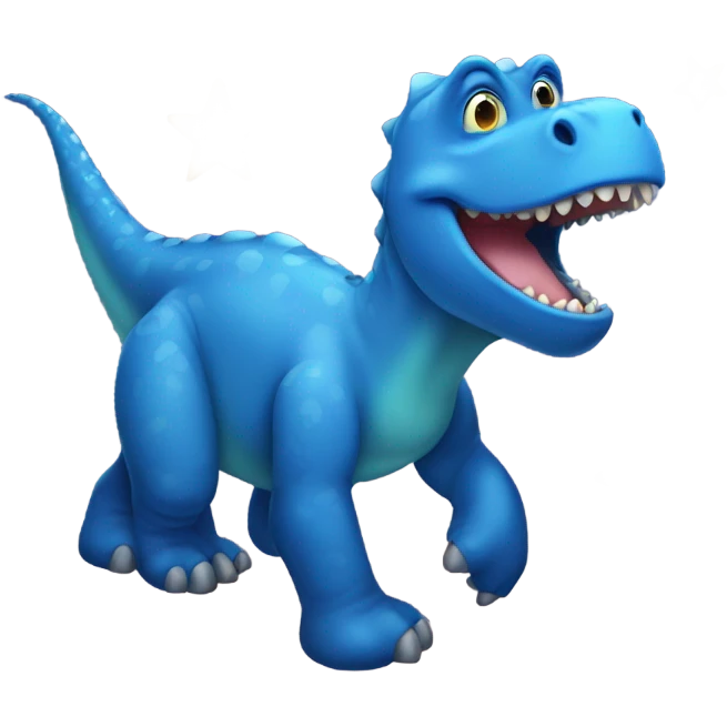 Blue dinosaur with starry eyes emoji