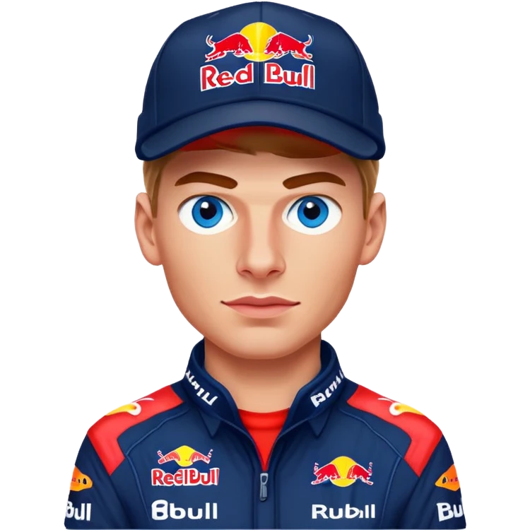 Max verstappen blue eyes with hat in Red Bull uniform  emoji